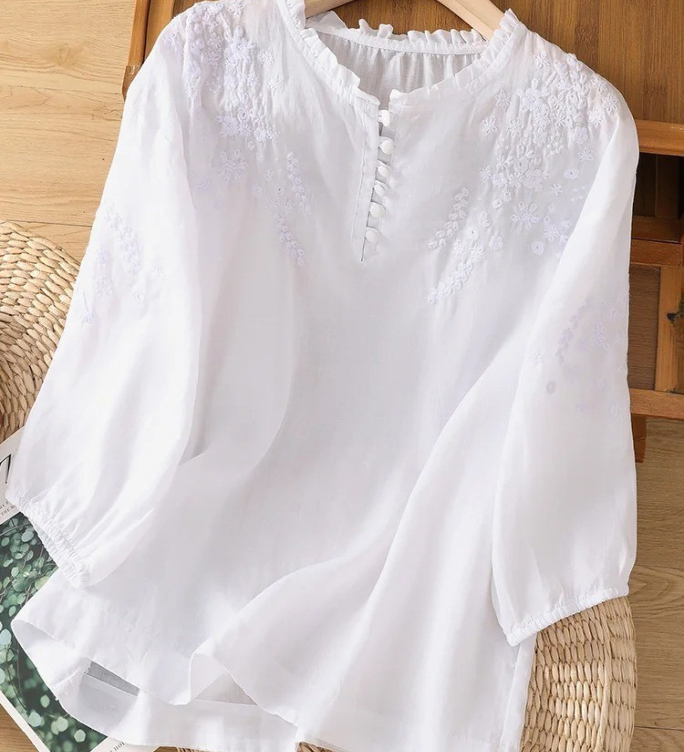 Edurne | Blusa Bordada de Lino