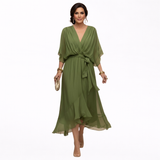 Monica | Vestido de gasa con escote en V