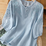 Edurne | Blusa Bordada de Lino