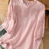 Edurne | Blusa Bordada de Lino