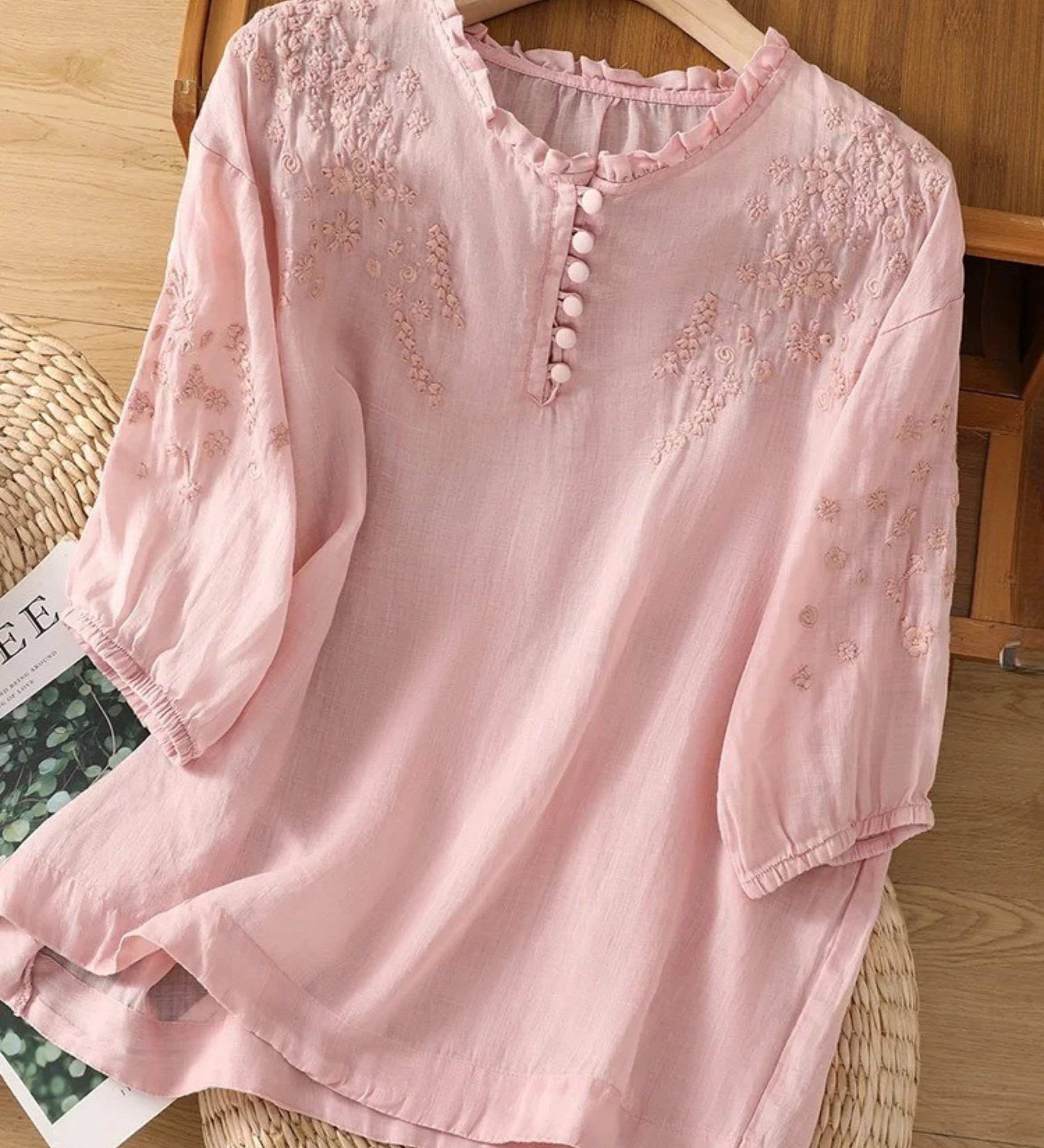 Edurne | Blusa Bordada de Lino