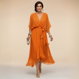 Monica | Vestido de gasa con escote en V