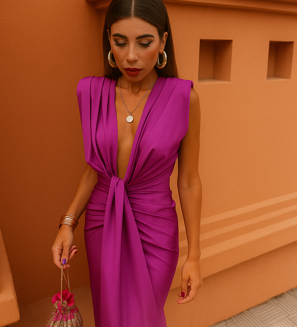 Tatiana | Vestido de Piel Plisado