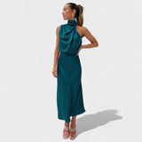 Sofía | Vestido de Satén Cuello Alto