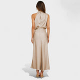 Sonia | Vestido de Satén Cuello Alto