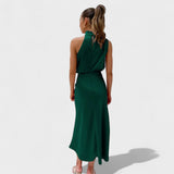 Soledad | Vestido de Satén Cuello Alto