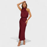 Soledad | Vestido de Satén Cuello Alto