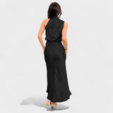 Soledad | Vestido de Satén Cuello Alto