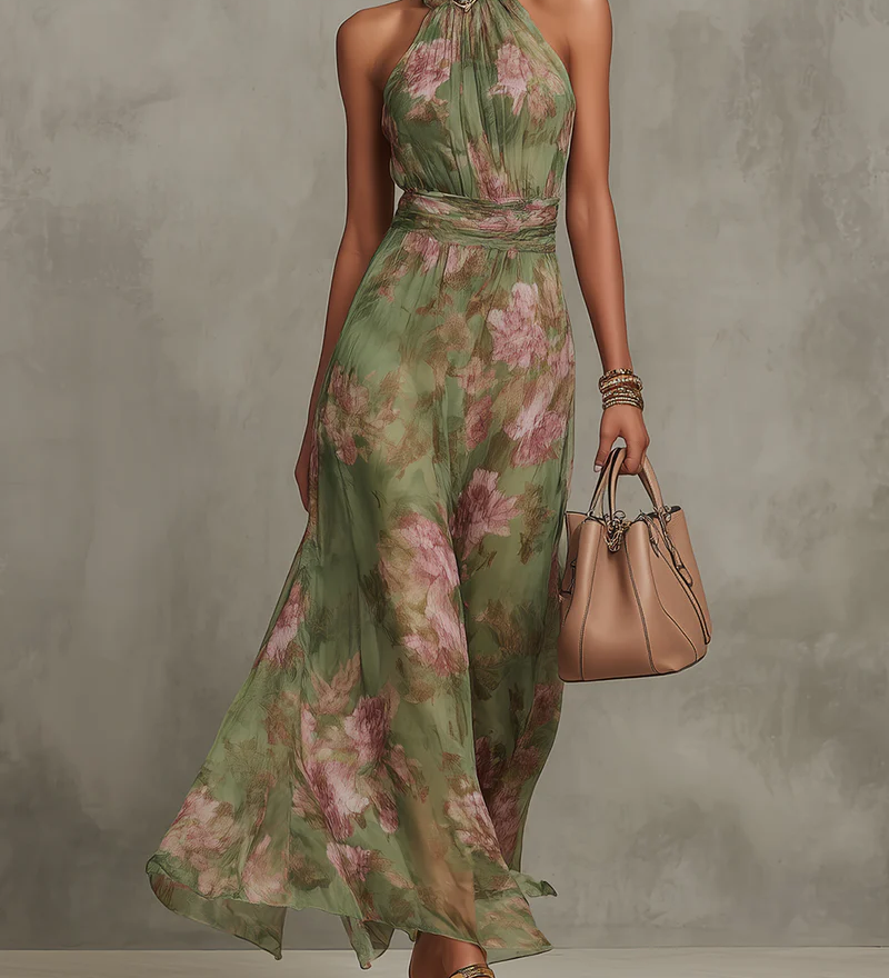 Livia | Vestido Maxi Halter Floral