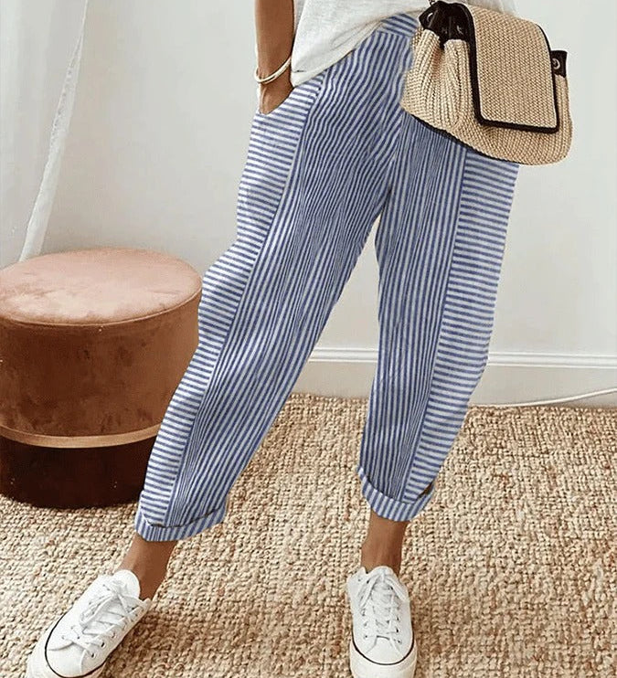 Carla | Pantalón a Rayas de Lino