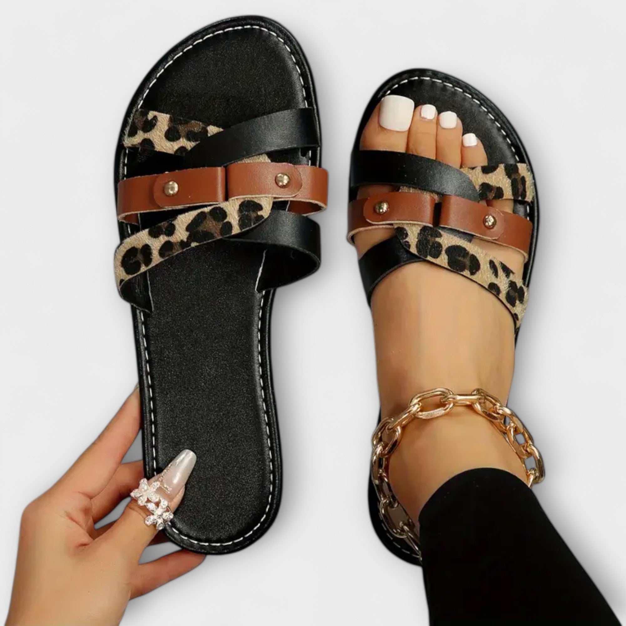 Dolores | Sandalias Estampadas de Cuero