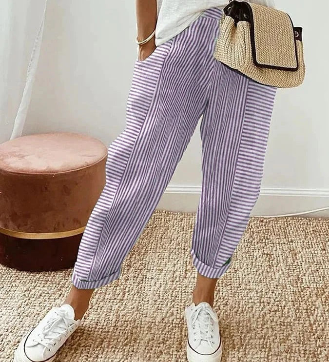 Carla | Pantalón a Rayas de Lino